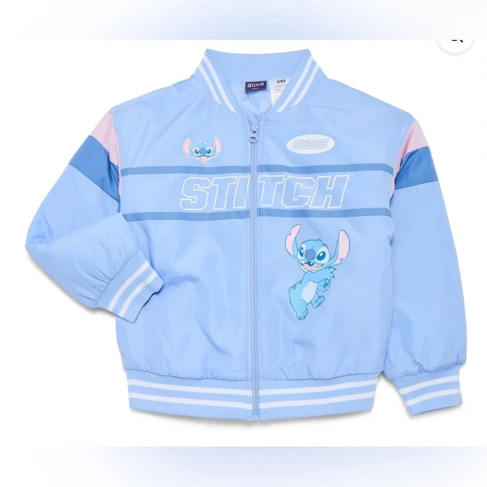 NWT Lilo & Stitch Girls Bomber Jacket, Sizes 4-5